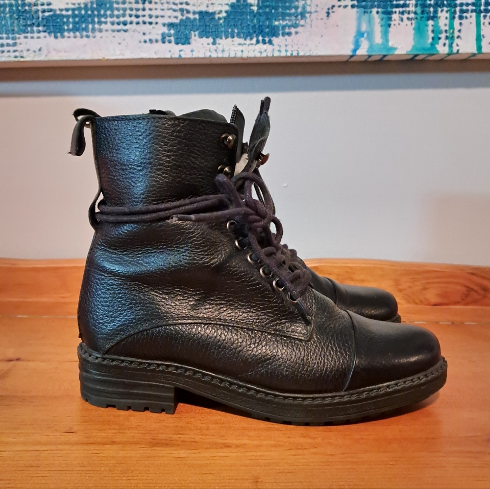 Oker Black Leather Women's Winter Boots Size 8